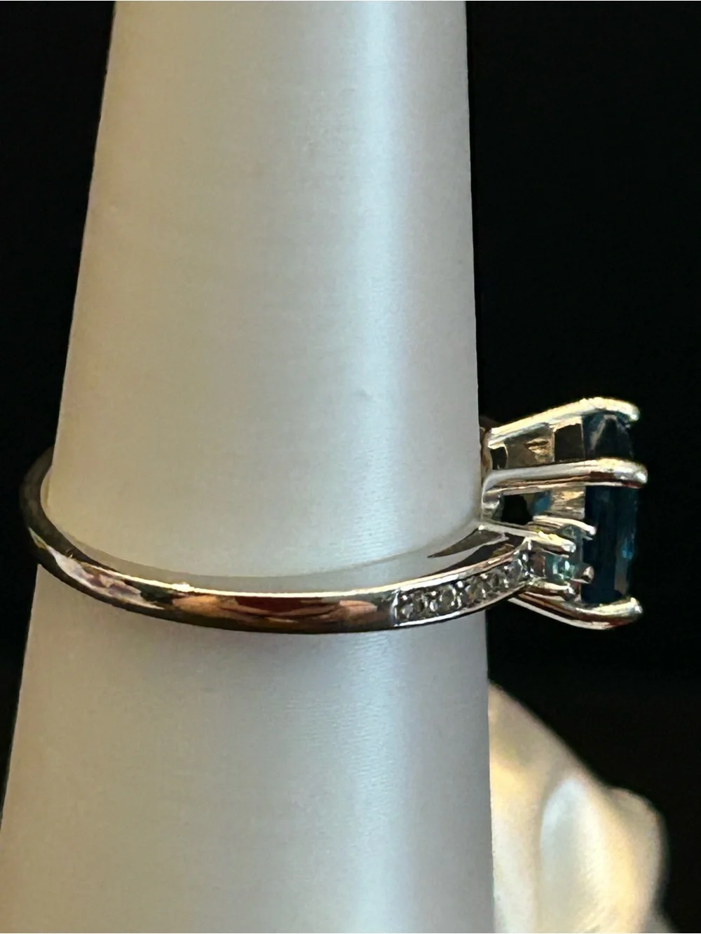 1.64CT Square-Cut London Blue Topaz & .30CT White Zircon Gemstone Ring Set in SS